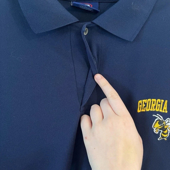 Georgia Tech Mens Navy Blue Polo Shirt Sz XL Embroidered Logo Short Sleeve *read - Picture 6 of 10